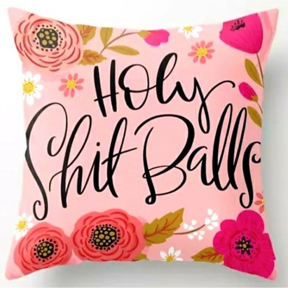 Square Pillow Home Decor Couch Sofa “Holy Shit Balls” Cushion Bed Polyester